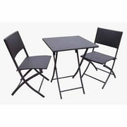 DC America La Jolla Folding All Weather Resin Wicker 3-Piece Bistro Set