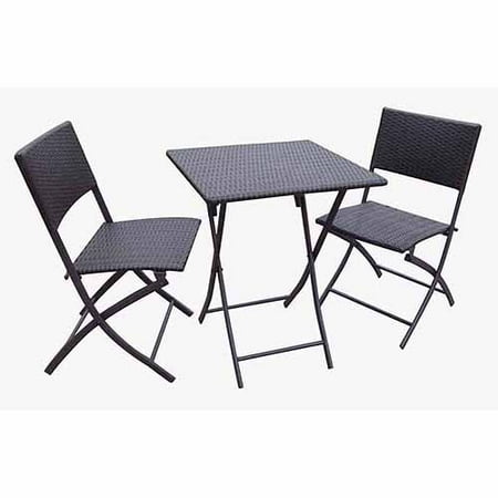 DC America La Jolla Folding All Weather Resin Wicker 3-Piece Bistro Set