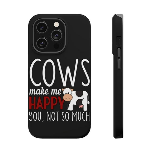 DistinctInk Tough Case for Apple iPhone 15 PRO (6.1" Screen), Compatible with MagSafe Charging - Cows Make Me Happy You Not So Much