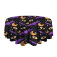 thumbnail image 5 of Halloween Bats Moons and Eyes Round Tablecloth 60"x60",Wrinkle Wipeable Table Cloth for Kitchen Dining Room Picnic Patio Party, 5 of 6