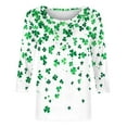 thumbnail image 4 of JSheng Women's 3/ 4 Sleeve Tops Fashion Casual Printed Round Neck Pullover T-shirt for Saint Patrick's Day Green S, 4 of 5