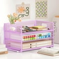 thumbnail image 4 of Letter Tray Paper Organizer with Handle Sliding Tray Metal Mesh Desk File Folder Paper Sorter Organizer for Home Office School Desk Supplies Organization, 4 of 7