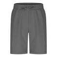 thumbnail image 3 of Wyobmus Men's Shorts Casual Polyester Drawstring Elastic Waist Lightweight Stretch Summer Beach Shorts Loose Fit Gray, 3 of 5