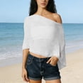 thumbnail image 2 of Women's Lightweight Mesh Poncho Summer Pullover Sweater Breathable Loose Casual Shawl Wrap Sun Shade Cape for Daily Beach Travel Outings by Gbobgt White One Size, 2 of 4