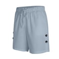 thumbnail image 4 of Mens Shorts Casual Drawstring Elastic Waist Knee Length Shorts Summer Beach Wear Side Button Cutout Shorts, 4 of 9