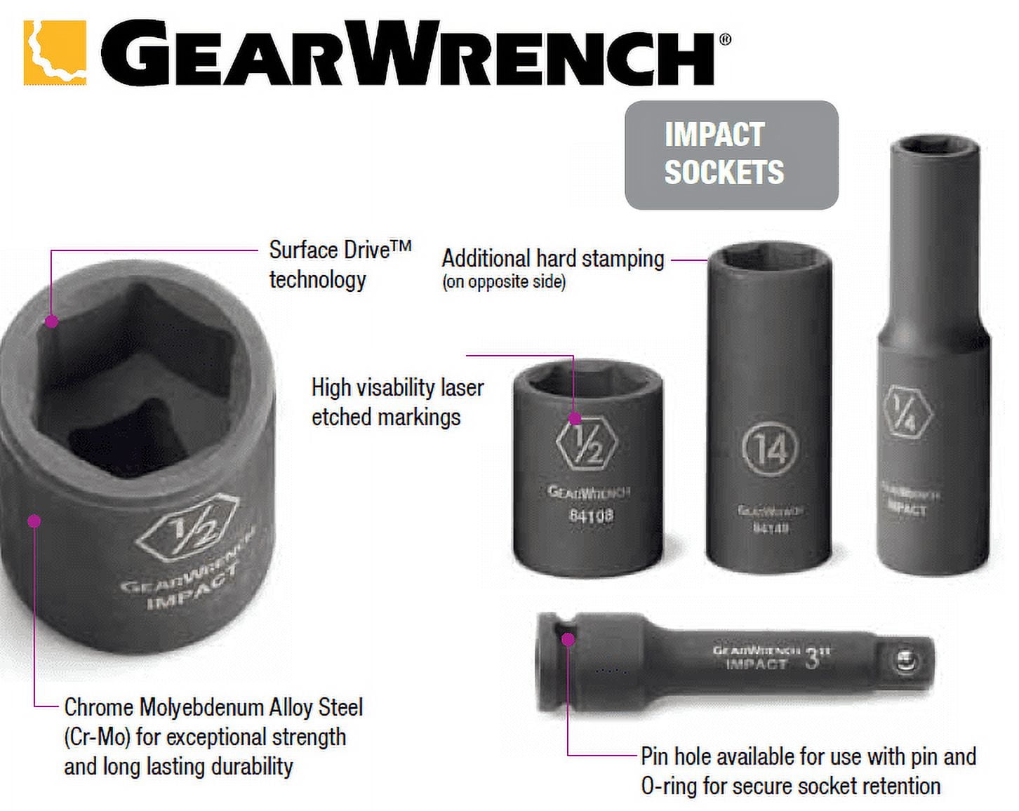 GearWrench 84916N 44-Piece SAE/Metric 3/8-Inch Drive Impact Socket Set