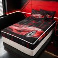 thumbnail image 2 of Erosebridal Sports Super Car Zipper Full Size Comforter Sets with Fitted Sheet and 2 Pillowcases for Boys Men, 3D Cube Texture Print Zipper Bedding Set, Red Black, Black Reversible, 4pcs, 2 of 7
