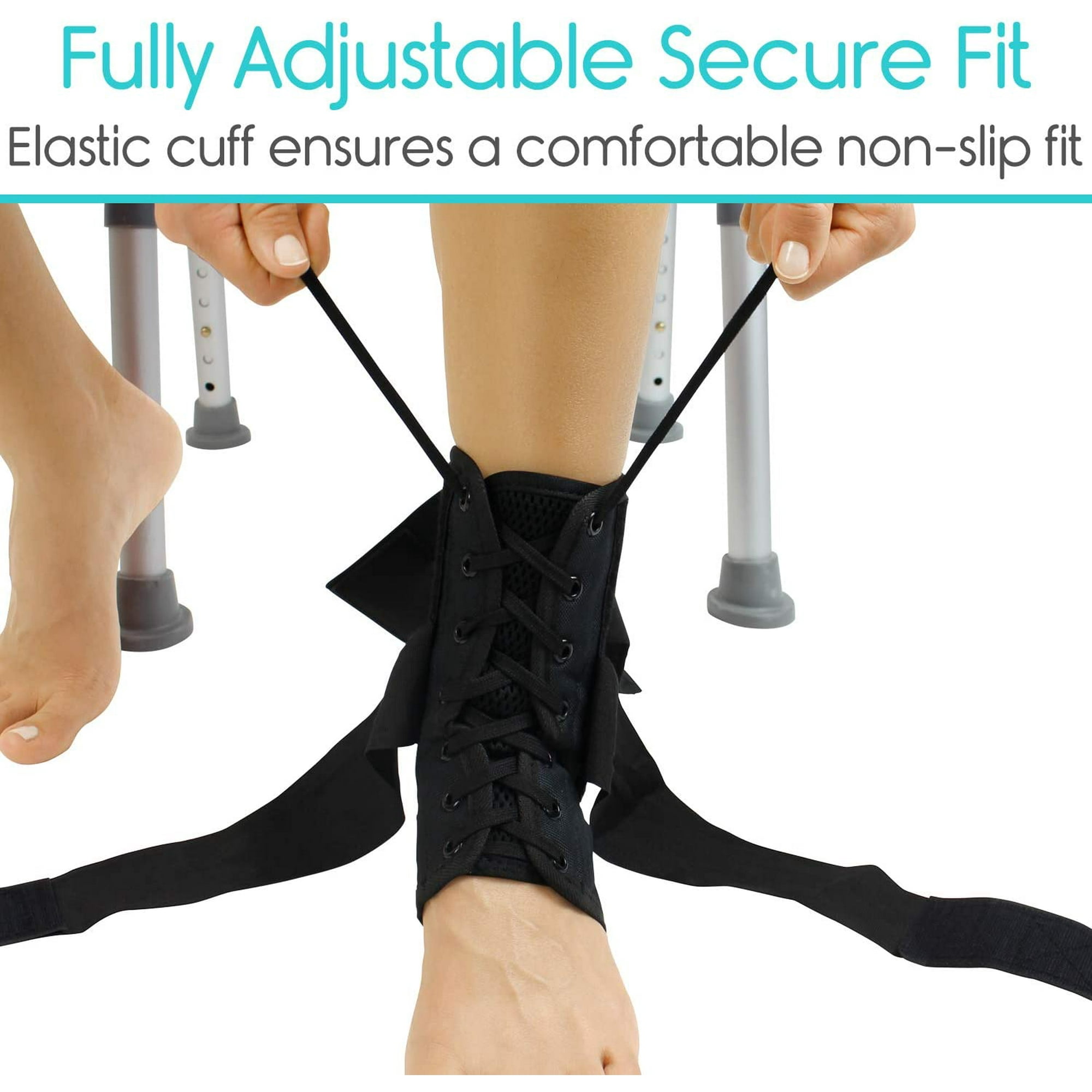 Attelle de Cheville à Lacets Hommes, Femmes Stabilisateur de Soutien du  Pied Manchon de Compression Attelle de Jambe Ajustable Entorse