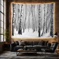 thumbnail image 6 of Winter Birch Forest in Misty Snow, Serene Minimalist for Nature Lovers, Atmospheric Woodland Art Print, Housewarming Gift, Tapestry Wall Hanging for Bedroom and Living Room, 6 of 7