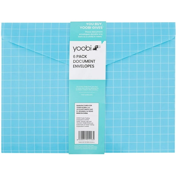 Yoobi | Document Envelopes | Transluscent Poly Material | Multicolor Variety Pack of 6