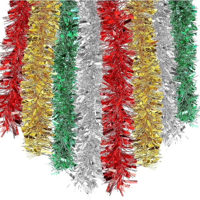 Decoración de Guirnalda navideña ZHCH de Oropel 8 X 14 m Rojo Plata oro Verde
