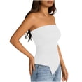 thumbnail image 4 of BLVB Going out Tube Tops for Women Trendy Summer Asymmetrical Ruched Strapless Bandeau Cami Shirts Ribbed Knit Spring Clothes, 4 of 8