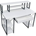 thumbnail image 3 of Suitor Music Recording Record Producer Studio Desk with Display Speaker Stand Gamepad Dual Shelf Monitor Stand Multifunction Computer Table WHITE, 3 of 3