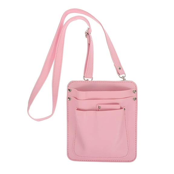 KALLORY Tool Storage Waist Bag 1Set Pink Pu Leather For Garden Tools Bag Crossbody Carry 8.17X7.07X0.79in