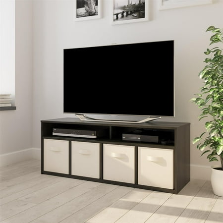 Mainstays 4 Cube TV Console for TVs Up to 59", True Black Oak - Walmart