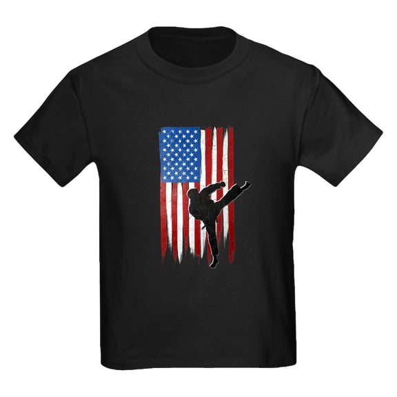 CafePress - USA Flag Team Taekwondo Kids Light T Shirt - Dark T-Shirt Kids XS-XL