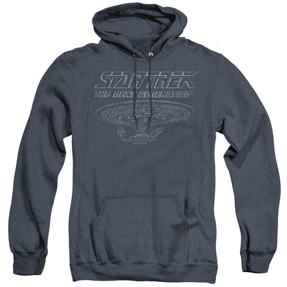 Star Trek Tng Enterprise Adult Heather Hoodie Sweatshirt Navy