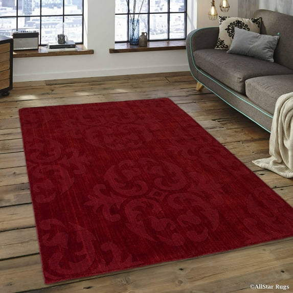 Allstar Burgundy Area Rug. Hand Made High-End Extra Soft Natural Wool with Hand Craving Designs (7' 11" x 9' 11")
