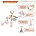 thumbnail image 3 of Uxcell Initial Letter Keychain, Cute Tassel Cherry Blossom Keychain Letter Keychain Charm with Flower Pendant Letter I Purple, 3 of 7