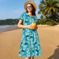 thumbnail image 4 of Easygdp Shark Wearing Sunglasses para Vestido Transpirable de Mujer, Vestido Suelto de Manga Corta con Pliegues y Bolsillos para el Verano, 4 of 6