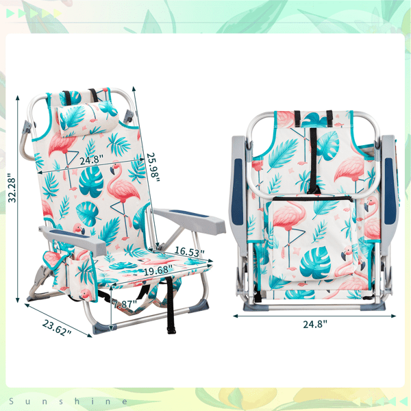 Beach Chair, Short Aluminum Tube Bearing 100kg Oxford Cloth Silver, 63*65*82cm White