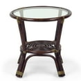 thumbnail image 5 of Leo Round Coffee Table w/ Glass Top Natural Rattan Wicker ECO Handmade, Dark Brown, 5 of 7