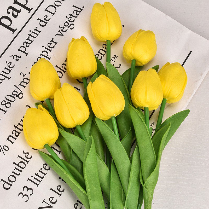 10pcs Artificial Tulips Flowers Faux Tulip Stems Real Touch PU Tulip