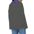 thumbnail image 4 of Women's Oversized Striped Sweatshirt Casual Long Sleeve V Neck Loose Fit Pullover Spring Tops Shirts, 4 of 7