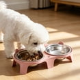 thumbnail image 5 of Cififendec Elevated Tilted Pet Double Bowl, 11.02"×3.14", Non Slip Stainless Steel Neck Care Feeding Dish for Indoor Cat Dog Daily Eating, 5 of 5