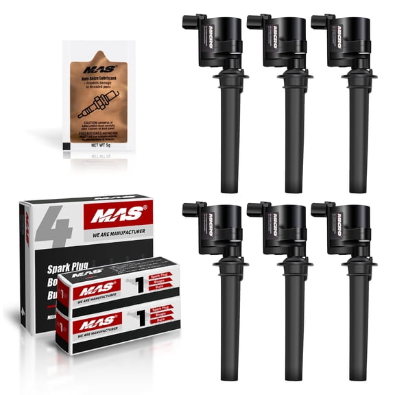 Pack of 6 Ignition Coils DG500 & Iridium Spark Plugs SP493 for Ford Escape Mazda Mercury  & Free Gift Anti-Seize Lubricant
