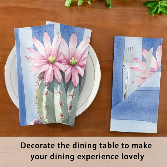 BZSMCE Satin Native Fab Cotton Dinner Napkin Cactus in Pot Reusable