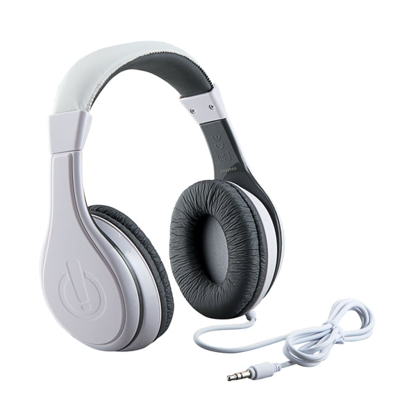 eKids White Wired Headphones for Kids, Over Ear Headphones Connect via 3.5mm Jack