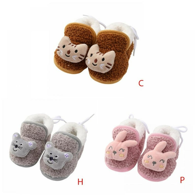 Infant Baby Boys Girls House Slipper Soft Plush Slipper Socks with Gripper Soles Cartoon Bear Slipper Toddler Warm Winter nti Slip Sole Stay On Socks