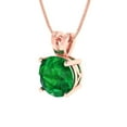 thumbnail image 2 of Clara Pucci 18K Rose Solid Hypoallergenic Gold 2Ct Emerald Round Brilliant Cut Solitaire Designer Necklace Pendant For May, 2 of 6
