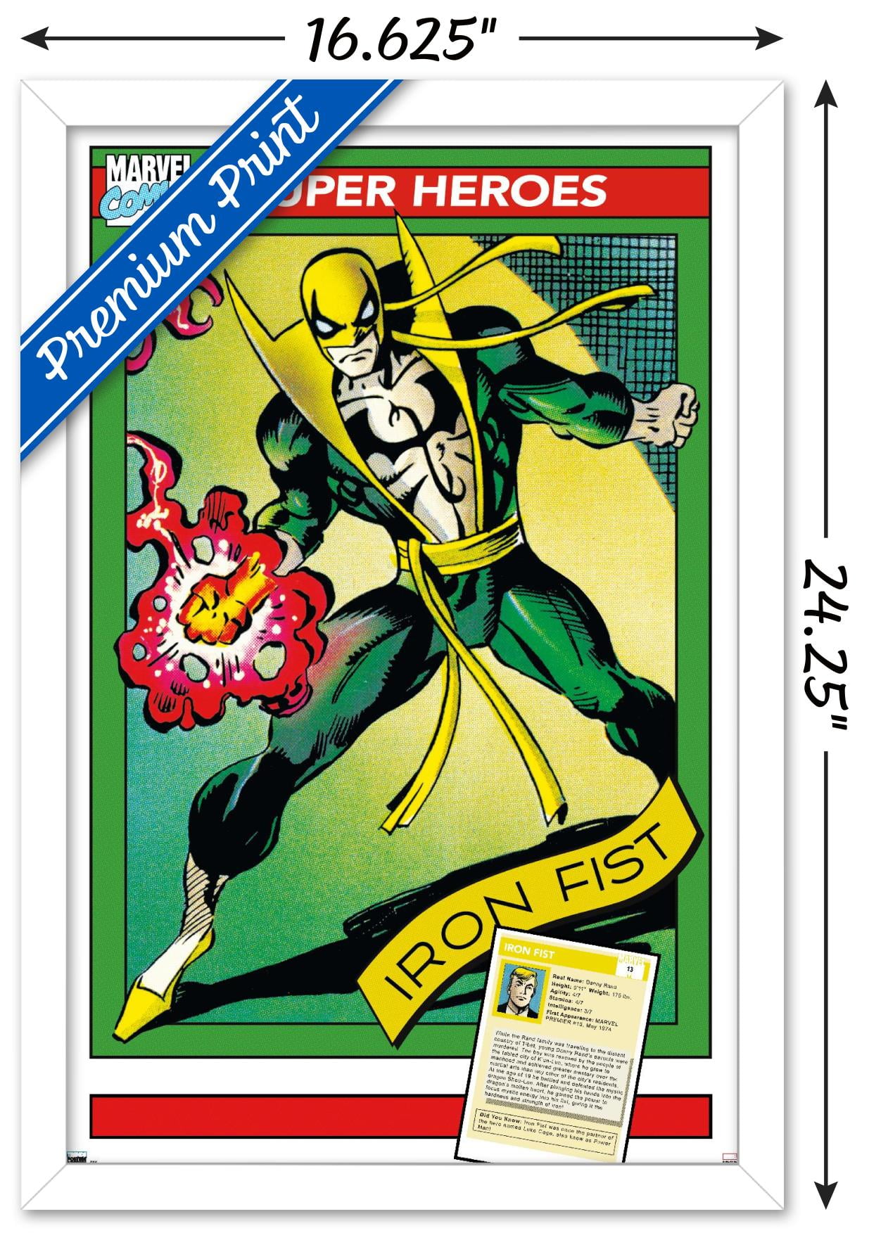 Marvel Trading Cards - Iron Fist Wall Poster, 14.725" x 22.375" Framed