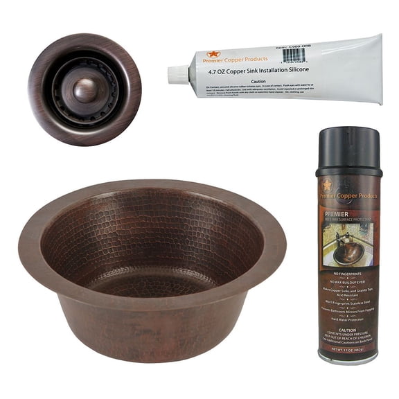 Premier Copper Products BSP5_BR12DB2-B Bar Sink and Drain Package