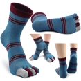 thumbnail image 3 of Men Toe Socks Cotton Ankle Five Finger Crew Socks Athletic Running Socks 5 Pack, 3 of 5