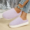 thumbnail image 5 of Women Slippers Non-Slip Flat Heel Closed Toe Slip-on House Warm Shoes Women's Fashion Casual Home Indoor Outdoor Plus Velvet Warm SlippersPurple 8.5, 5 of 10