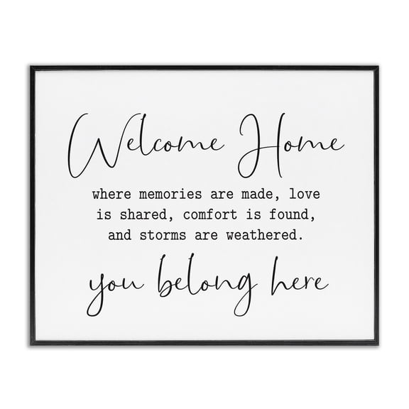 Stupell Industries Modern Welcome Home Family Home Black And White Inspirational Word Design Black Framed Giclee Art, 14 x 11, by Lettered and Lined
