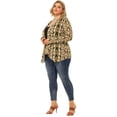 thumbnail image 3 of Women's Plus Size Leopard Print Asymmetric Open Front Fashion Cardigan Beige Snake Print 2X, 3 of 6