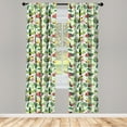 thumbnail image 3 of Ambesonne Parrot Curtains, Jungle Flora and Fauna, Pair of 28"x84", Multicolor, 3 of 5