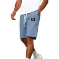 thumbnail image 6 of Mens Swim Trunks Men's Casual Waffle Weave Drawstring Shorts Textured Comfortable Crop Pants with Elastic Waist Pockets Summer Lounge Daily Beach Shorts for Home Vacation Light Blue 2XL, 6 of 7