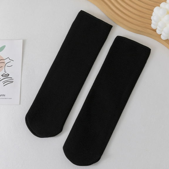 Solid Color Men Super Thick Cold Resistant Long Plush Winter Socks Floor Socks Snow Socks Men Socks BLACK