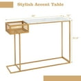 thumbnail image 3 of Gymax Table Console Étroite en Faux Marbre pour Entrée, Table de Sofa avec Panier de Rangement en Fil Métallique, 3 of 10