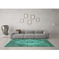 thumbnail image 3 of Ahgly Company Machine Washable Indoor Round Medallion Turquoise Blue Traditional Area Rugs, 8' Round, 3 of 4