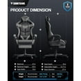 thumbnail image 5 of Soontrans Grey Gaming Chair with Footrest, High Back Game Gamer with Massage Lumbar Pillow & Headrest, Ergonomic Computer Office Chair Leather Chairs, Grey, 5 of 7