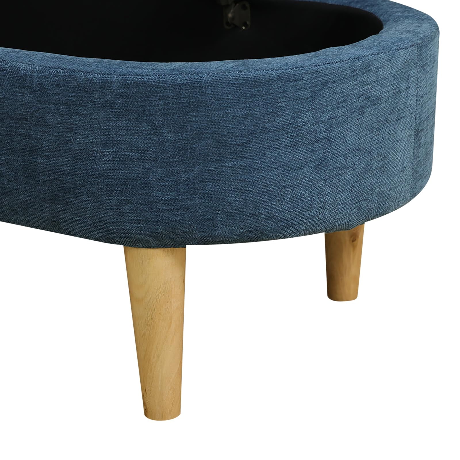 Blue Fur Cloth Storage Ottoman Bench - Long End of Bed Bench for Living Room