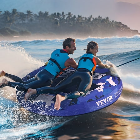 KFFKFF Inflatable Towable Tube for Boating 1-2 Rider 51.8 inch Round Water Sport