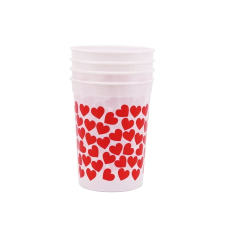 Way To Celebrate Valentine's Day Red Heart Cups, 4 Count