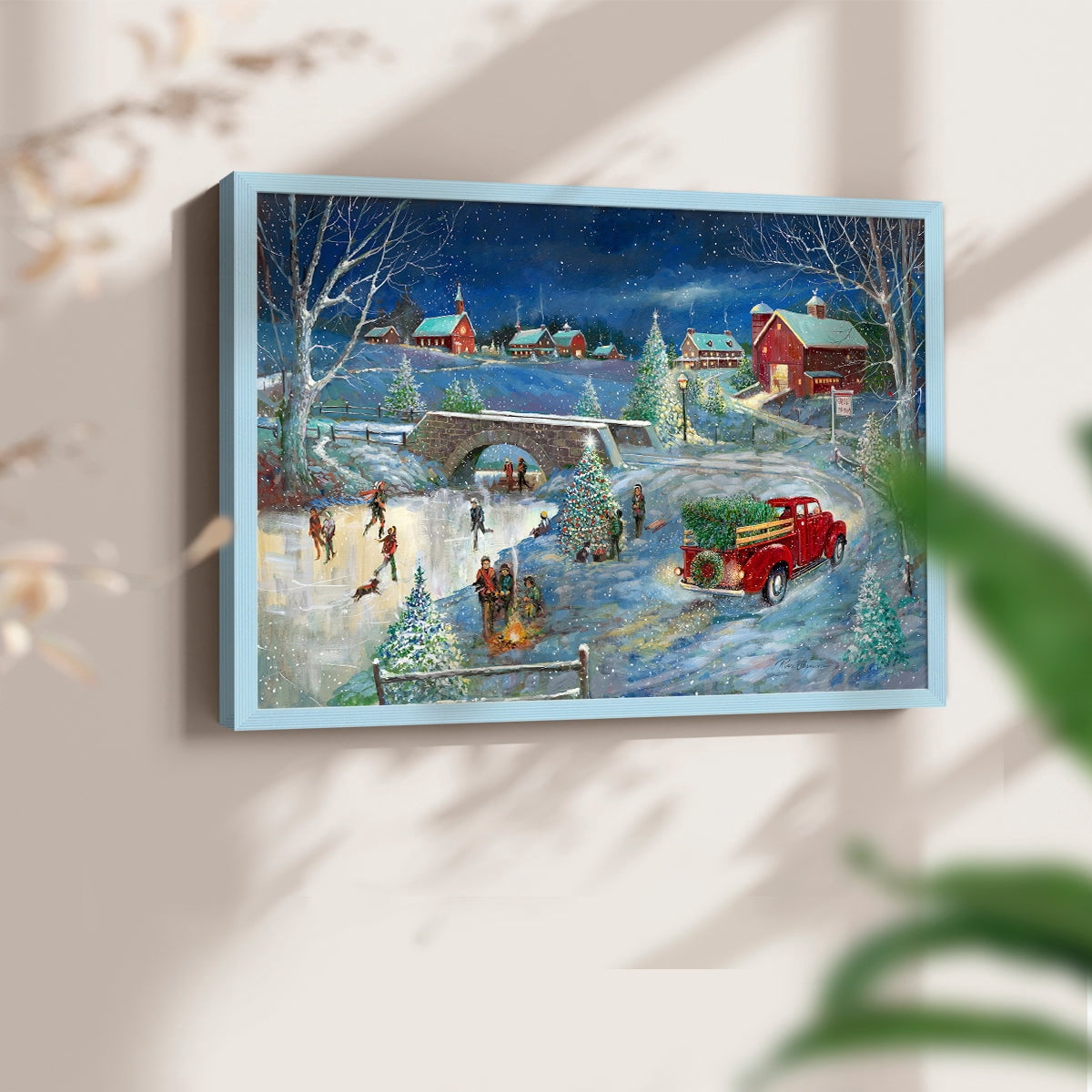 Warm Holiday Memories by Ruane Manning - Restickable Framed Giclée Print with Real Wood Frame